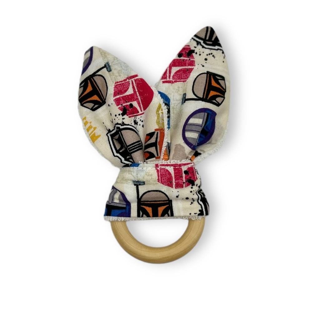 Star Wars Handmade baby teether fabric & natural wood ring